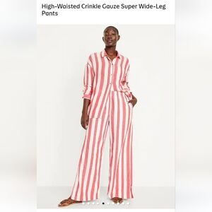 Old Navy Red and White Striped Pant